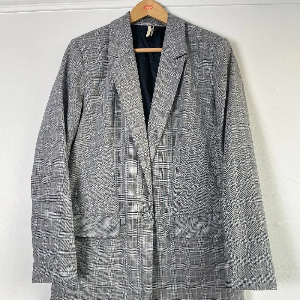 TOP SHOP Oversized Checked Black and White Blazer Size 36 EU - Picture 4 of 13